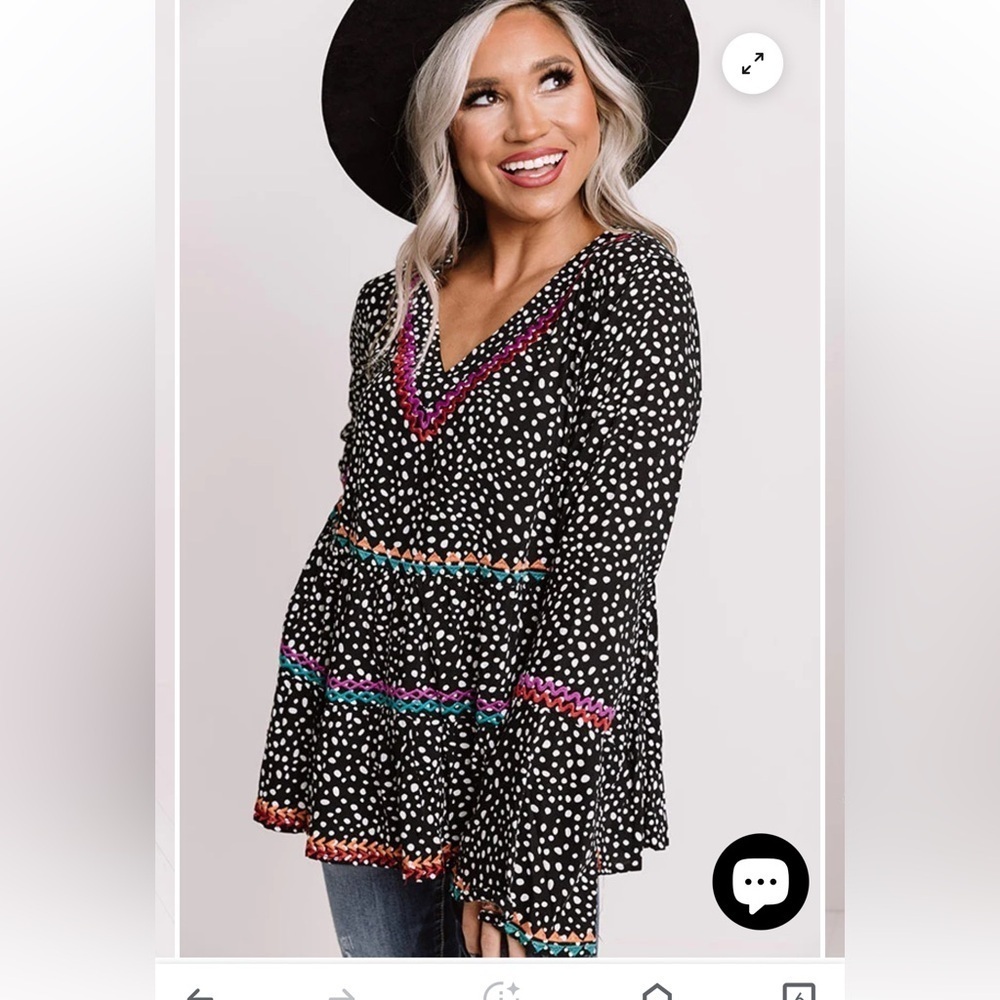 Savanna Jane Polka Dot Long Sleeve Top SZ Small - Picture 2 of 9